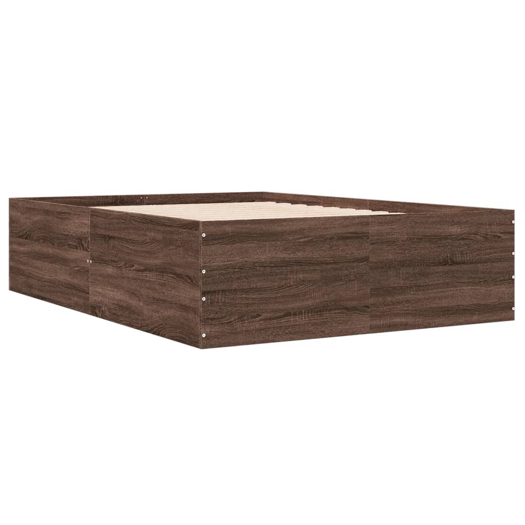 Lattiasängyn runko Ruskea tammi 120 x 200 cm Engineered wood
