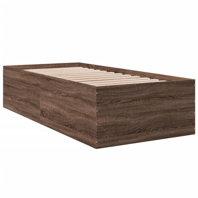 Sängynrunko ruskea tammi 100x200 cm tekninen puu