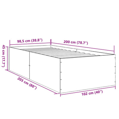 Sängynrunko ruskea tammi 100x200 cm tekninen puu