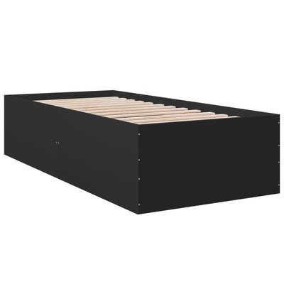 Sängynrunko musta 75x190 cm tekninen puu