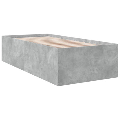 Sängynrunko betoninharmaa 75x190 cm tekninen puu