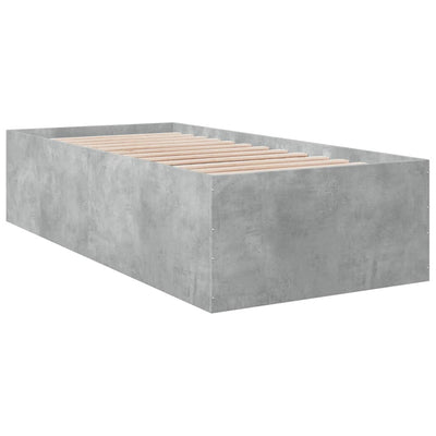 Sängynrunko betoninharmaa 75x190 cm tekninen puu