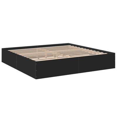 Sängynrunko musta 200x200 cm tekninen puu