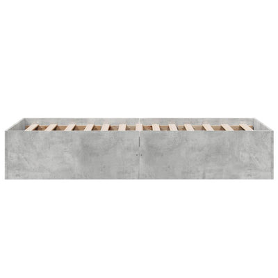 Sängynrunko betoninharmaa 100x200 cm tekninen puu