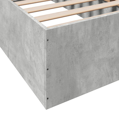 Sängynrunko betoninharmaa 100x200 cm tekninen puu