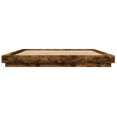 Sängynrunko LED-valoilla savutammi 200x200 cm tekninen puu