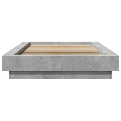 Sängynrunko LED-valoilla betoninharmaa 100x200 cm tekninen puu