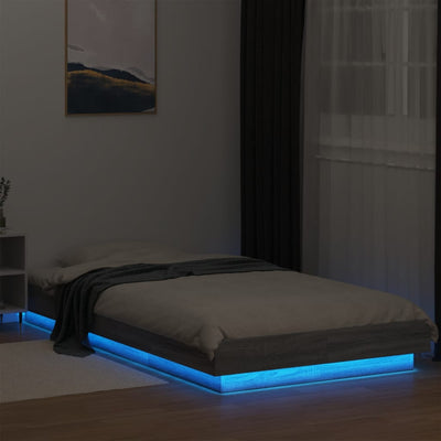Sängynrunko LED-valoilla harmaa Sonoma 100x200 cm tekninen puu