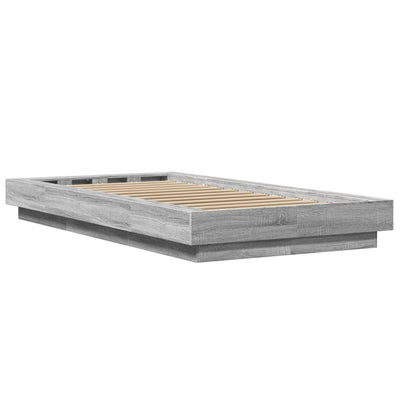 Sängynrunko LED-valoilla harmaa Sonoma 100x200 cm tekninen puu