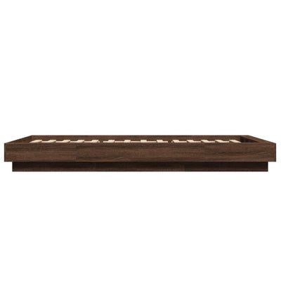 Sängynrunko LED-valoilla ruskea tammi 100x200 cm tekninen puu
