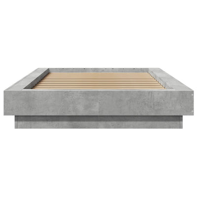 Sängynrunko LED-valoilla betoninharmaa 90x200 cm tekninen puu