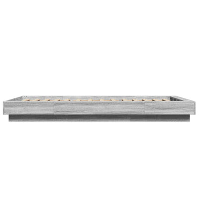 Sängynrunko LED-valoilla harmaa Sonoma 90x200 cm tekninen puu