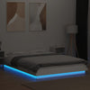 Sängynrunko LED-valoilla valkoinen 140x190 cm tekninen puu