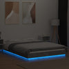 Sängynrunko LED-valoilla betoninharmaa 135x190 cm tekninen puu