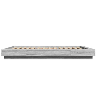 Sängynrunko LED-valoilla harmaa Sonoma 135x190 cm tekninen puu