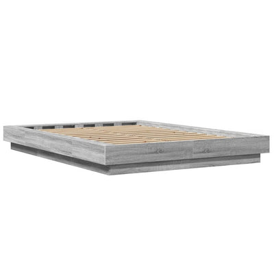Sängynrunko LED-valoilla harmaa Sonoma 120x190 cm tekninen puu