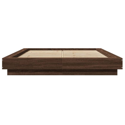 Sängynrunko LED-valoilla ruskea tammi 120x190 cm tekninen puu