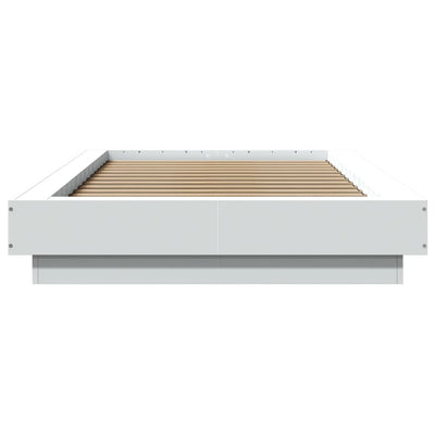 Sängynrunko LED-valoilla valkoinen 90x190 cm tekninen puu