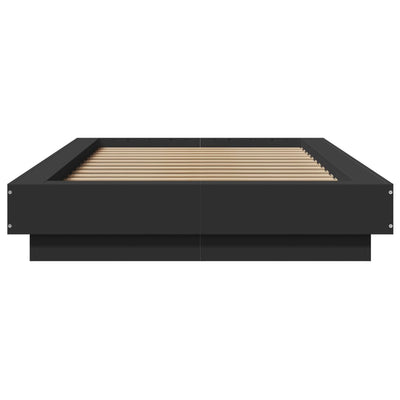 Musta sängynrunko led-valoilla Dmitru 90x190cm (puinen)