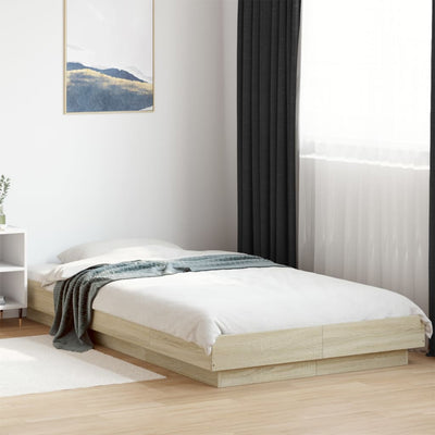 Sängynrunko LED-valoilla Sonoma-tammi 90x190 cm tekninen puu