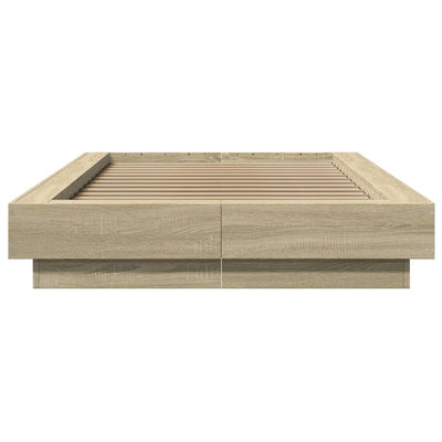 Sängynrunko LED-valoilla Sonoma-tammi 90x190 cm tekninen puu