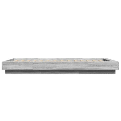 Sängynrunko LED-valoilla harmaa Sonoma 90x190 cm tekninen puu