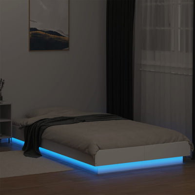 Sängynrunko LED-valoilla valkoinen 75x190 cm tekninen puu