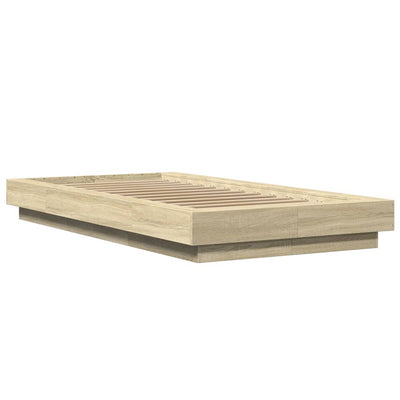 Sängynrunko LED-valoilla Sonoma-tammi 75x190 cm tekninen puu