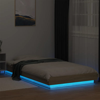 Sängynrunko LED-valoilla Sonoma-tammi 75x190 cm tekninen puu