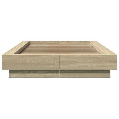 Sängynrunko LED-valoilla Sonoma-tammi 75x190 cm tekninen puu