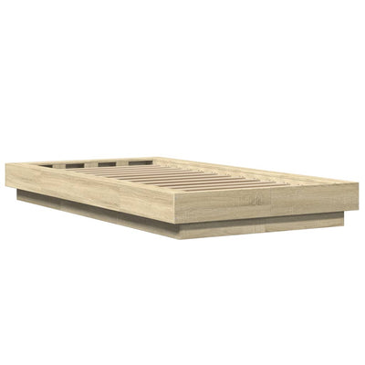 Sängynrunko LED-valoilla Sonoma-tammi 75x190 cm tekninen puu