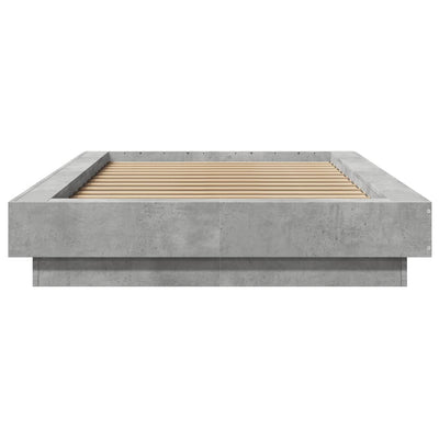 Sängynrunko LED-valoilla betoninharmaa 75x190 cm tekninen puu