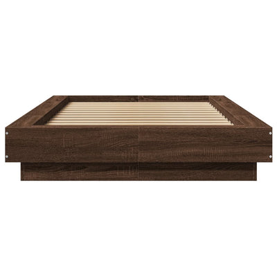 Sängynrunko LED-valoilla ruskea tammi 75x190 cm tekninen puu