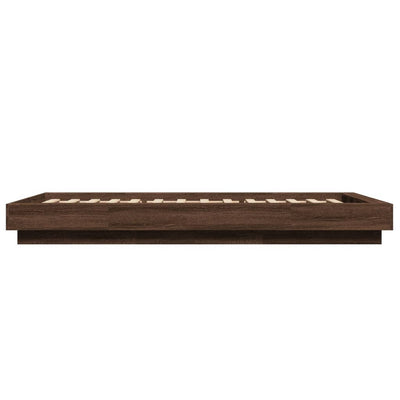 Sängynrunko LED-valoilla ruskea tammi 75x190 cm tekninen puu