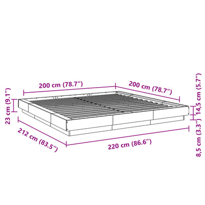 Sängynrunko musta 200x200 cm tekninen puu