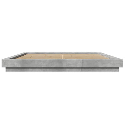 Sängynrunko betoninharmaa 200x200 cm tekninen puu