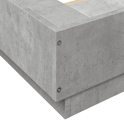 Sängynrunko betoninharmaa 200x200 cm tekninen puu