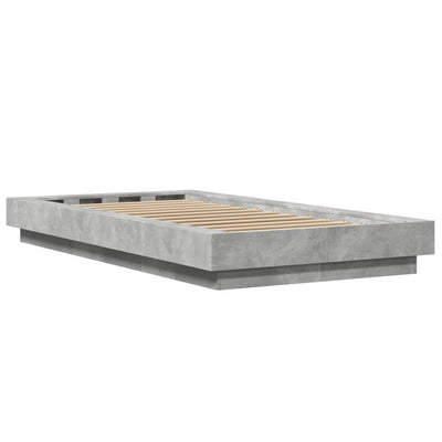Sängynrunko betoninharmaa 90x200 cm tekninen puu