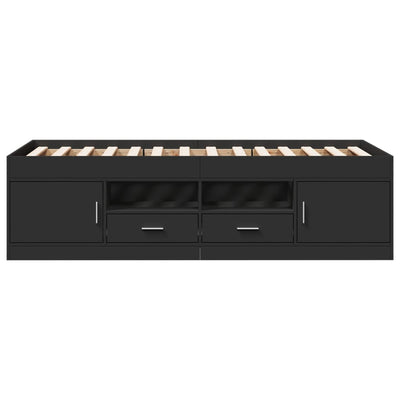 Musta vuodesohva laatikoilla Stanciulescu 75x190cm (puinen)