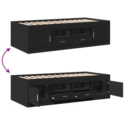 Musta vuodesohva laatikoilla Stanciulescu 75x190cm (puinen)