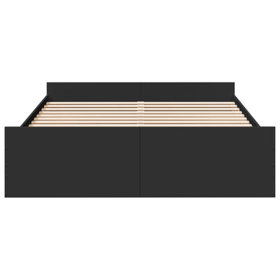 Musta sängynrunko laatikoilla Moning 150x200cm (puinen)