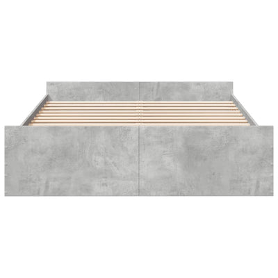 Sängynrunko laatikoilla betoninharmaa 150x200 cm tekninen puu