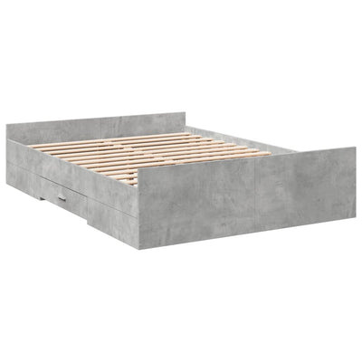 Sängynrunko laatikoilla betoninharmaa 135x190 cm tekninen puu