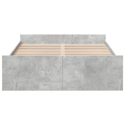 Sängynrunko laatikoilla betoninharmaa 135x190 cm tekninen puu