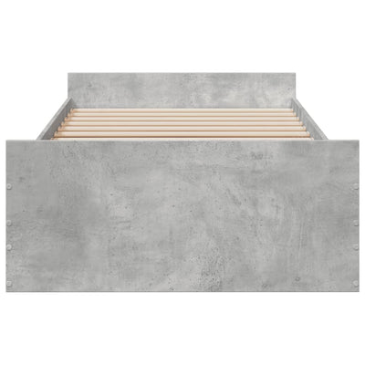 Sängynrunko laatikoilla betoninharmaa 75x190 cm tekninen puu