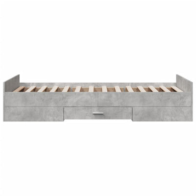 Sängynrunko laatikoilla betoninharmaa 75x190 cm tekninen puu