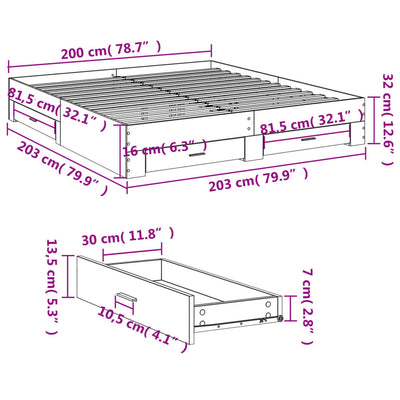 Sängynrunko laatikoilla musta 200x200 cm tekninen puu