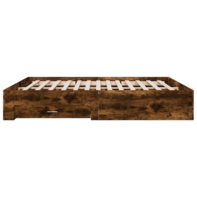 Sängynrunko laatikoilla savutammi 200x200 cm tekninen puu