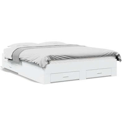 Valkoinen sängynrunko laatikoilla Veligean 160x200cm (puinen)