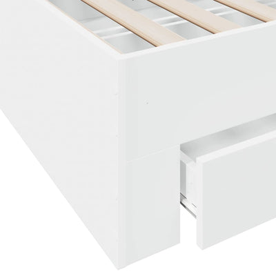 Valkoinen sängynrunko laatikoilla Veligean 160x200cm (puinen)
